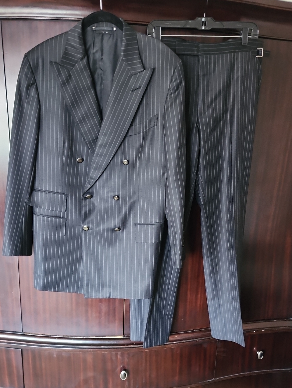 Tom Ford Men's Black Pinstripe Double-Breasted Suit